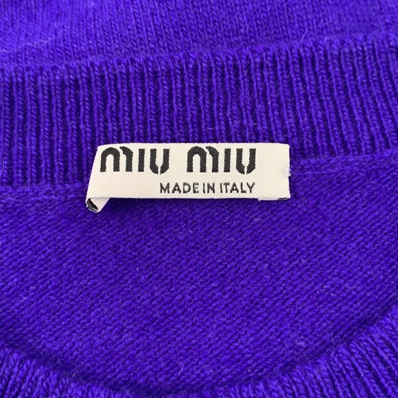 Miu Miu Purple Wool Heart Knit Crewneck Sweater Womens Size 36 Made In Italy - Picture 5 of 8